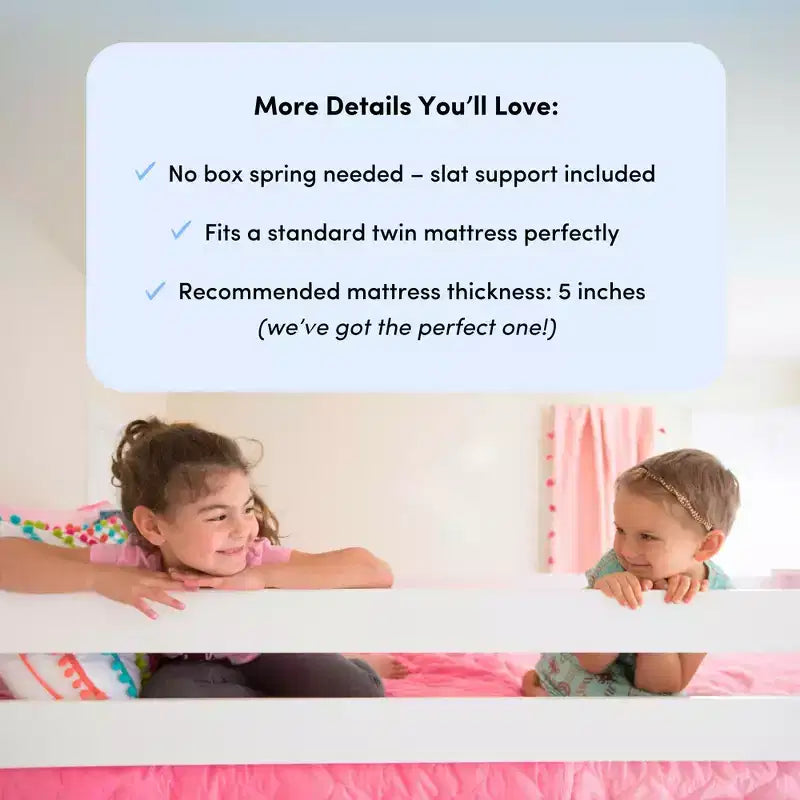 Max & Lily Massivholz Etagenbett, Twin über Full mit Ausziehbett und Leiter für Kinder