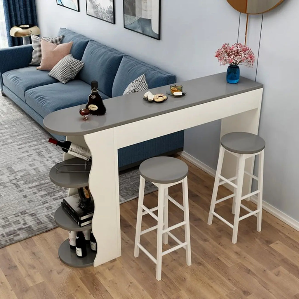 Moderne asymmetrische Bar-Tische aus schwarz-weißem Holz