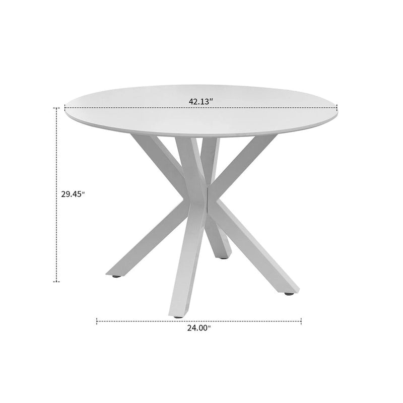 Moderner, runder Esstisch mit minimalistischem Design, MDF-Platte und Metallbeinen