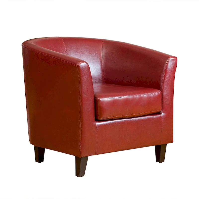 Clubsessel aus gebundenem Leder in Ochsenblutrot von Christopher Knight Home