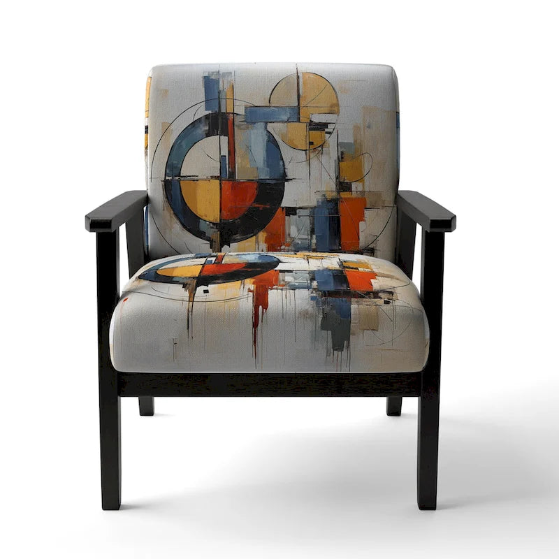 Designart Colorful Mid Century Abstract Fusion I Polsterter Mid-Century Akzentsessel und Mid-Century Modern Sessel