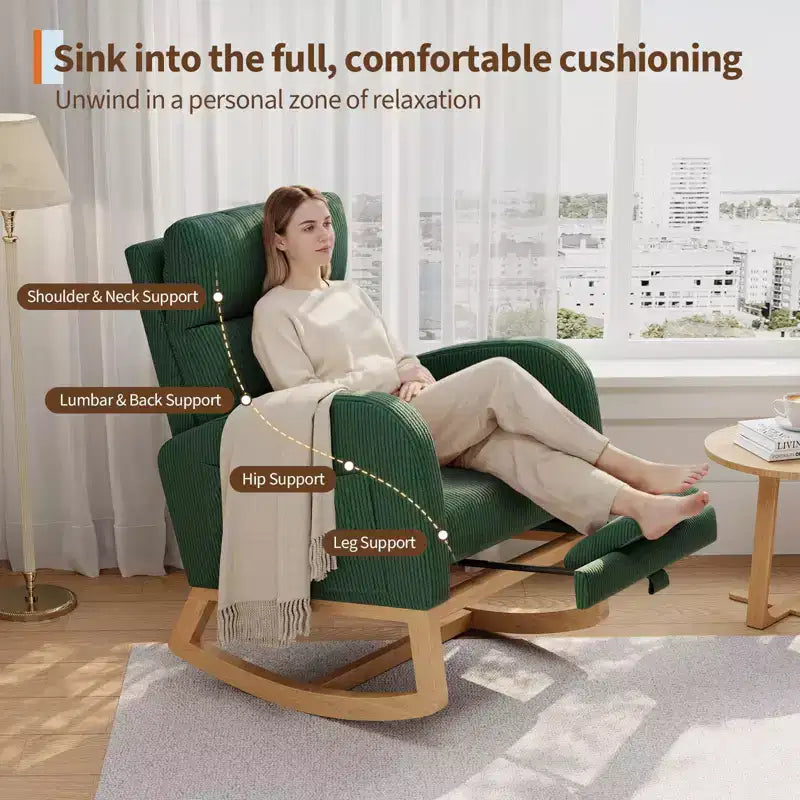 Moderner Schaukelstuhl mit Kissen & Seitentaschen, für Wohnzimmer, Schlafzimmer