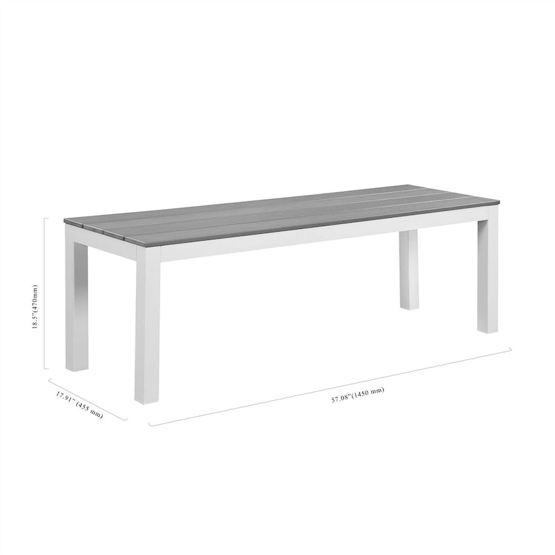 Norwalk Indoor/Outdoor 7-Fuß-Billardtisch in Schieferoptik, Esstischgarnitur für 6 Personen mit 4 Bänken und Zubehör, weißes Finish