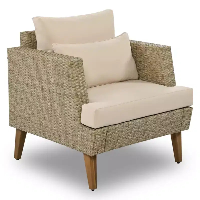 Whisen 6-teiliges Allwetter-PE-Geflecht-Sofaset, Outdoor-Rattan-Sofa mit Doppelkissen