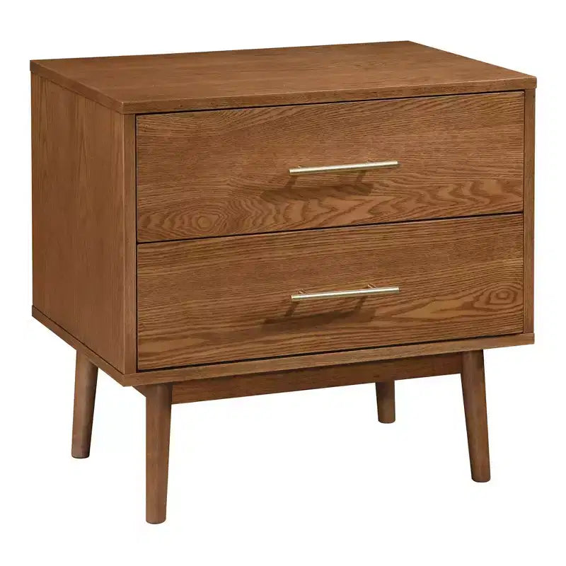 HOMES: Inside + Out 3-teiliges Schlafzimmermöbel-Set im Mid-Century-Stil aus Riverstone-Holz mit Bettgestell und 2 Nachttischen, Walnussfarben