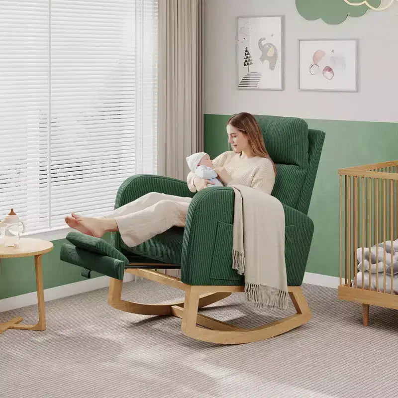 Moderner Schaukelstuhl mit Kissen & Seitentaschen, für Wohnzimmer, Schlafzimmer