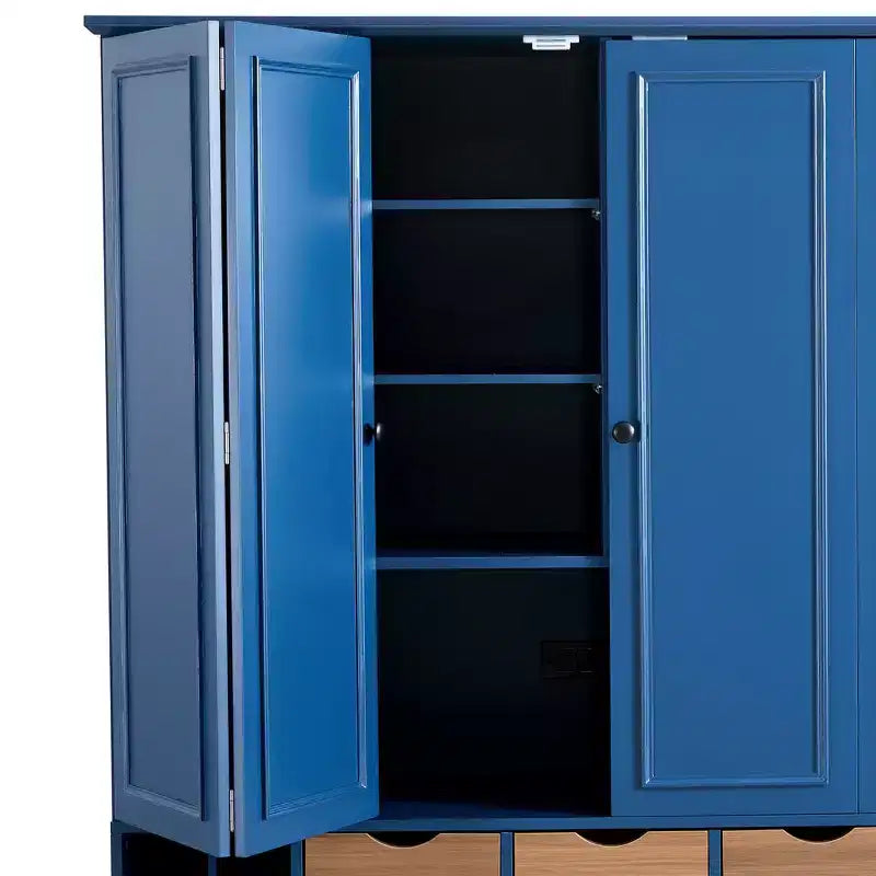 Whisen 71 Zoll hoher freistehender Küchenschrank, großer Vorratsschrank für das Esszimmer, Anrichte mit 4 Falttüren, Regalen und Weinregalen