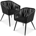 Best Choice Products Set aus 2 Outdoor-Esszimmerstühlen für die Terrasse, Sitzfläche aus geflochtenem Korbgeflecht, Belastbarkeit: 113 kg
