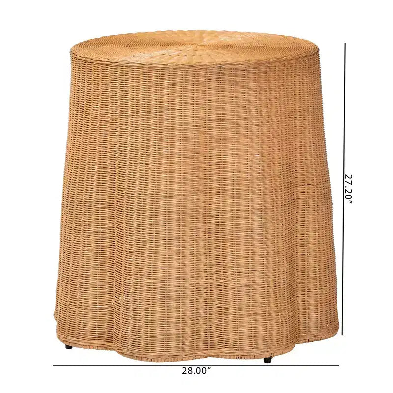 bali & pari Palm Bohemian Honig-Wabentisch aus Rattan in Muschelform, Beistelltisch