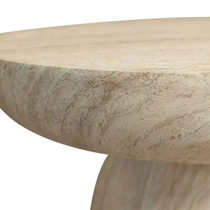 LeisureMod Lunexa Runder Couchtisch Fiberstone-Sockel Beistelltisch für den Innen- oder Außenbereich, geformtes Design mit rutschfesten Fußpolstern
