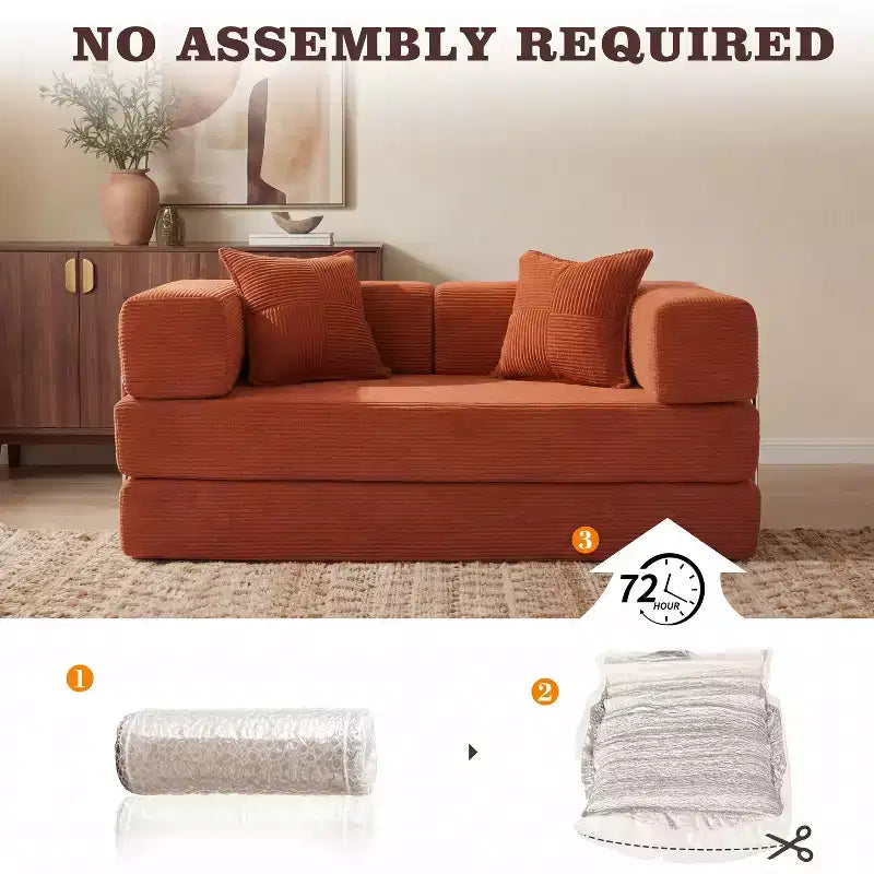 Dyonery 65-Zoll 5-in-1-Schlafsofa, zu einem Doppelbett umbaubar, mit festem Metallrahmen, Cord