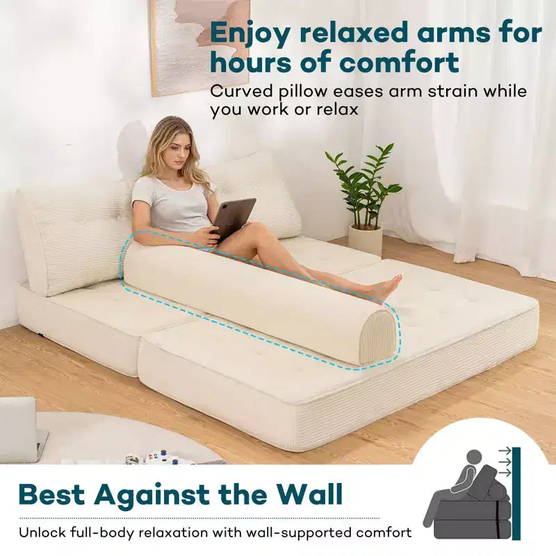 WARMOUNTS Klappbares Schlafsofa mit verstellbarer Rückenlehne, wandelbares Queen-Size-Schlafsofa für Wohnzimmer & Büro