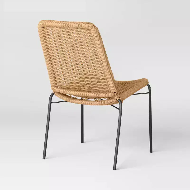 4-tlg. stapelbare rückenlose Korbstühle für die Terrasse Braun – Threshold™