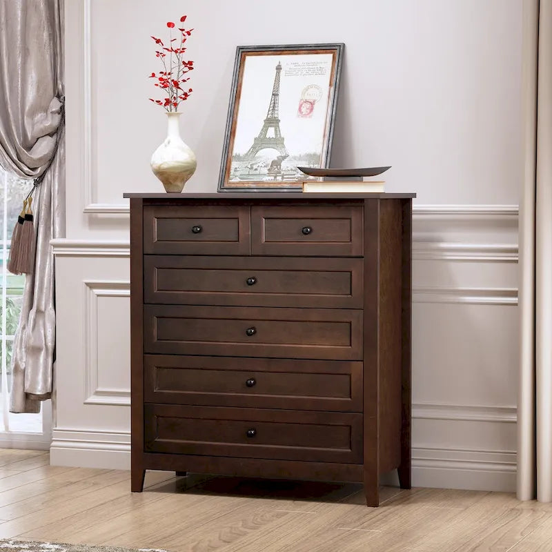 Kommode aus Massivholz mit sprühlackierten Schubladen, Buffetschrank, Sideboard mit Schließfächern, Anrichte, Konsolentisch mit Schließfächern