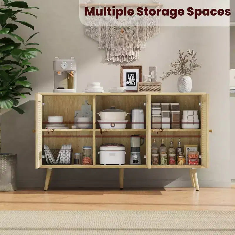 Braunes 2-teiliges Wohnzimmer-Set im Rattan-Stil (TV-Board + Couchtisch), 1 Sitzplatz