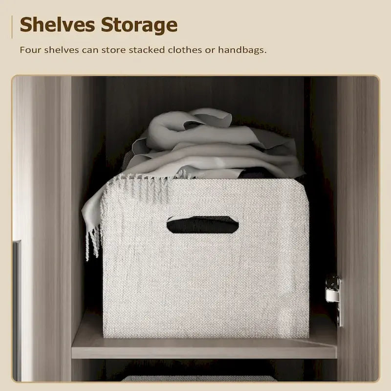 Timechee 47,2 Kleiderschrank Massivholzgriffe Weiß