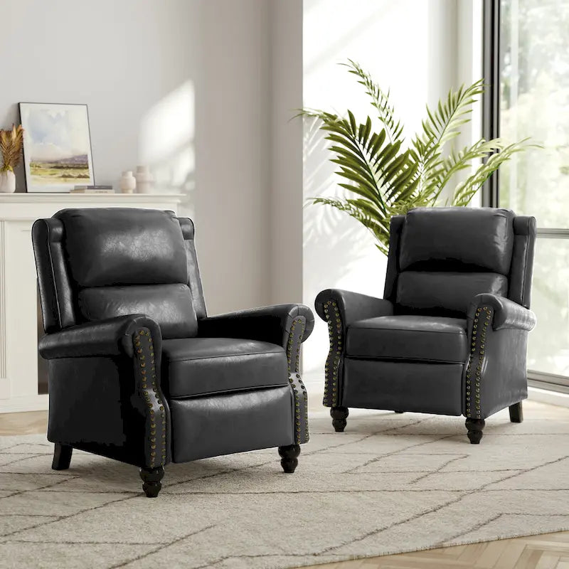 2er-Set moderner Polster-Relaxsessel mit Kunstleder/Stoffbezug