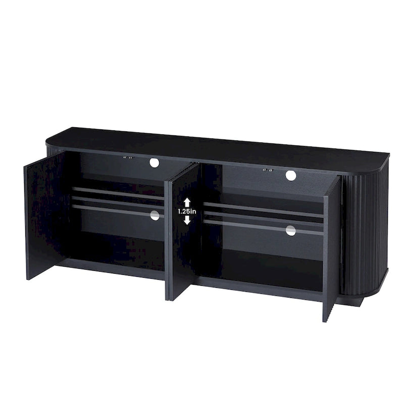 Sideboard Aufbewahrungsschrank TV-Ständer mit Wellenmuster Buffet-Schrank Holzschrank mit vertikalen Streifen