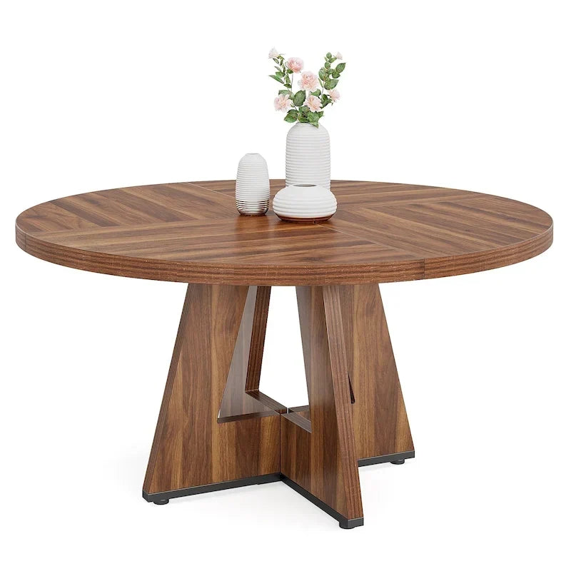47 Zoll runder Esstisch für 4 Personen, Holztisch im Landhausstil für Küche, Esszimmer, Wohnzimmer