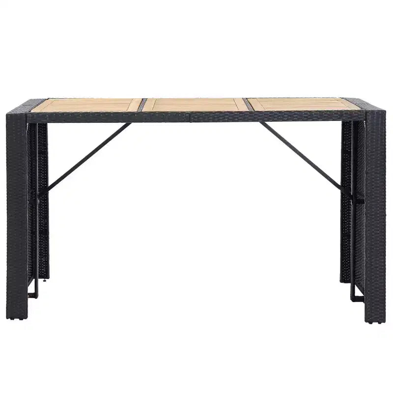 vidaXL Terrassenbar-Set 7-teilig Outdoor-Bartisch und Barstühle aus schwarzem Poly Rattan