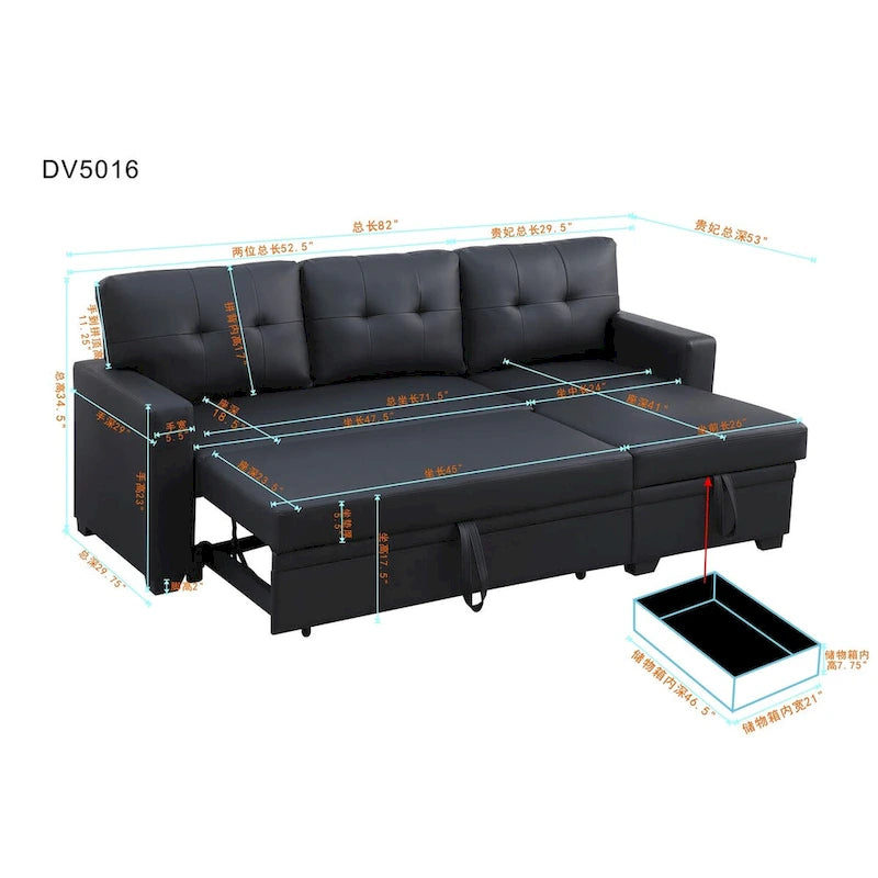 Polster-Ecksofa mit Ausziehfunktion und Recamiere