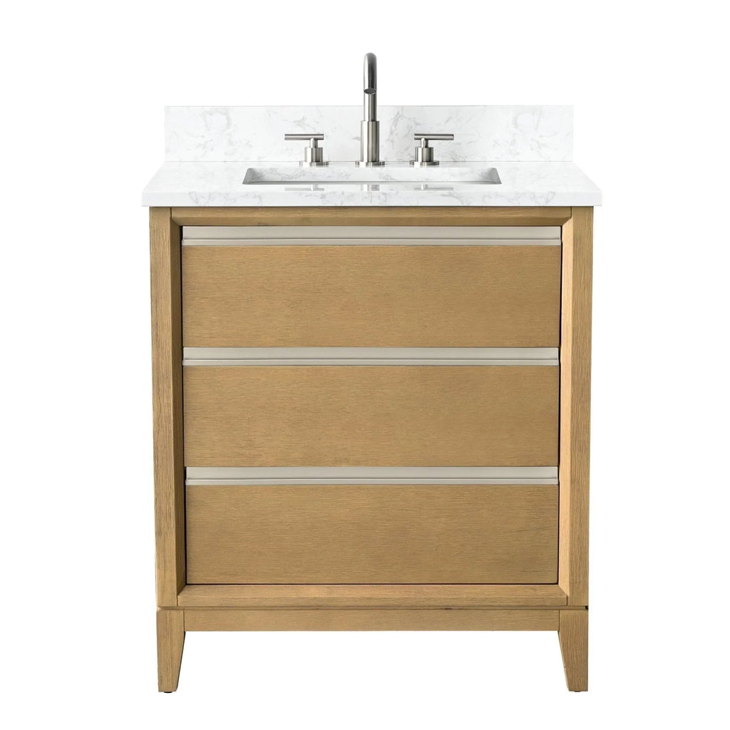 Vanity Art Badezimmerschrank mit Keramikwaschbecken und Platte aus technischem Marmor