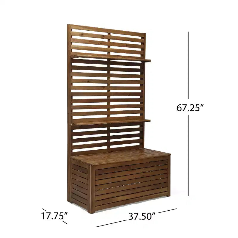 Christopher Knight Home Andrusia Rustikale Garten-Aufbewahrungsbank aus Akazienholz mit Ablage, Teak-Optik