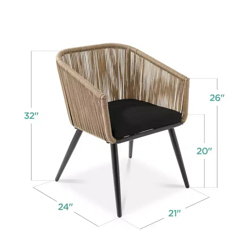 Best Choice Products Set aus 2 Outdoor-Esszimmerstühlen für die Terrasse, Sitzfläche aus geflochtenem Korbgeflecht, Belastbarkeit: 113 kg