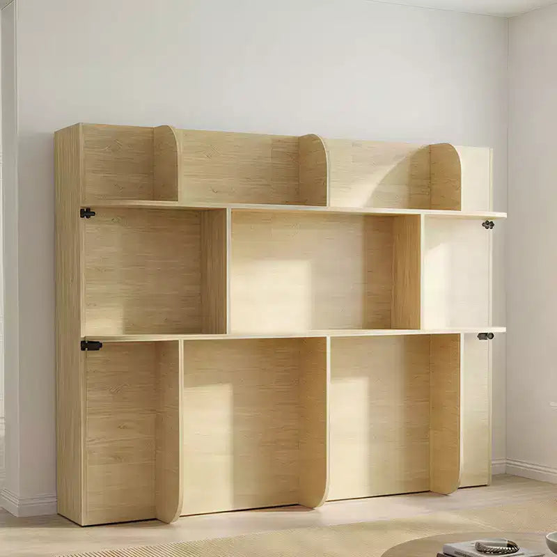 2-in-1 Unsichtbares Murphy-Bett mit Ablagefächern, Queen-Size, Naturholz (Matratze nicht enthalten)