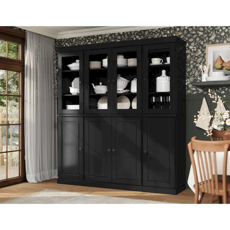 Küchenbuffet aus 100 % Massivholz mit Glas- oder Holztüren und 2-Schubladen-Set, 65 x 71,5