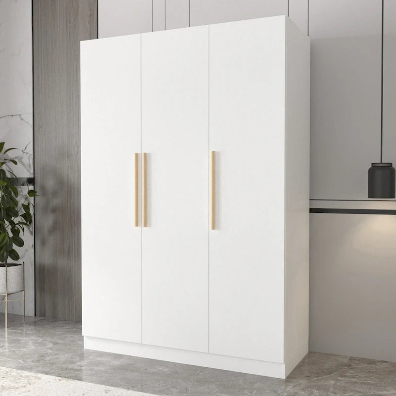 Timechee 47,2 Kleiderschrank Massivholzgriffe Weiß