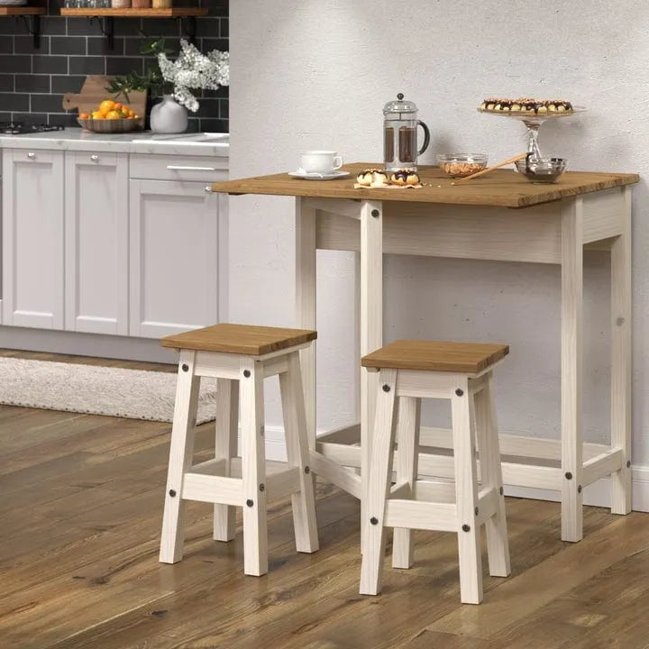 3-teiliges Esszimmer-Set mit Klapptisch aus Kiefernholz