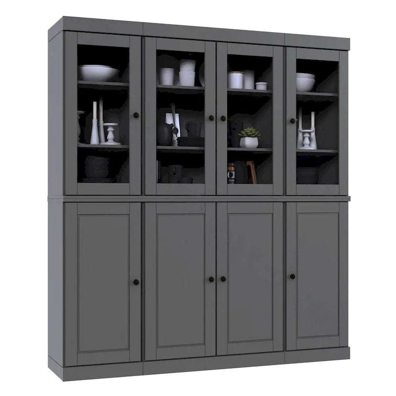 Küchenbuffet aus 100 % Massivholz mit Glas- oder Holztüren und 2-Schubladen-Set, 65 x 71,5
