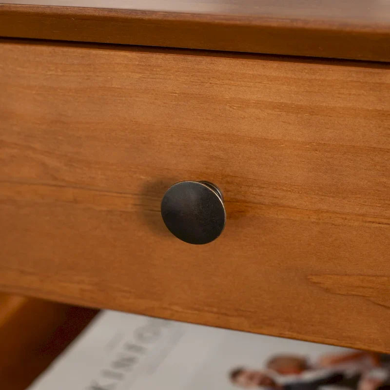 2er-Set Mid-Century Nachttische aus Massivholz mit 1 Schublade, Beistelltische fürs Schlafzimmer
