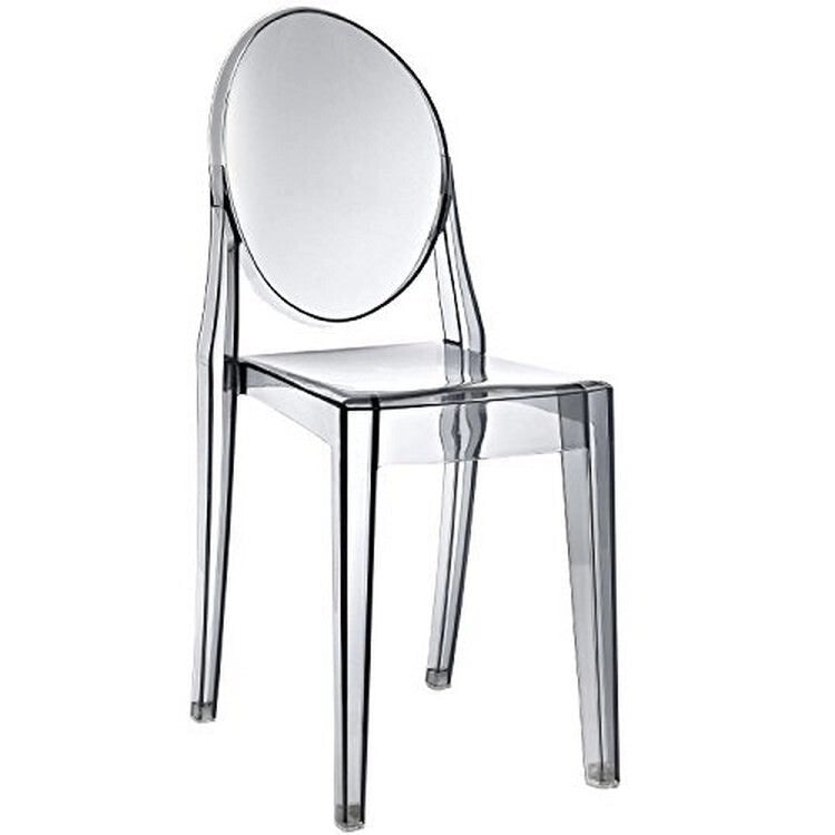 Stapelbare Mid-Century Modern Kristallklare Armlehnlose Stühle Transparent für Ess- und Wohnzimmer als Akzent- oder Schreibtischstuhl