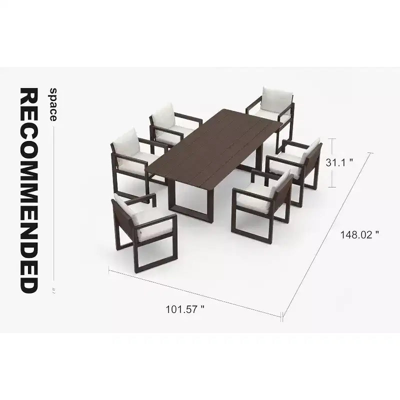 PURPLE LEAF luxuriöses Outdoor-Essgruppe aus Aluminium mit Tisch und Stühlen sowie abnehmbaren, dicken Sitzkissen