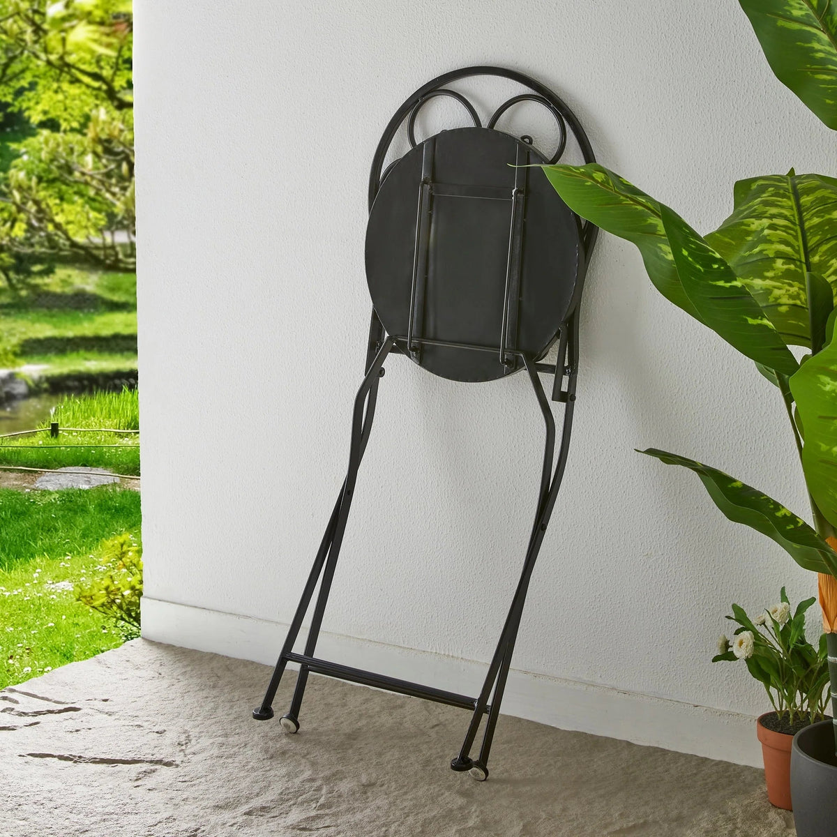 Glitzhome Klappbares Bistro-Set aus Metall für den Außenbereich, 3-teilig, Terrassentisch und Stühle
