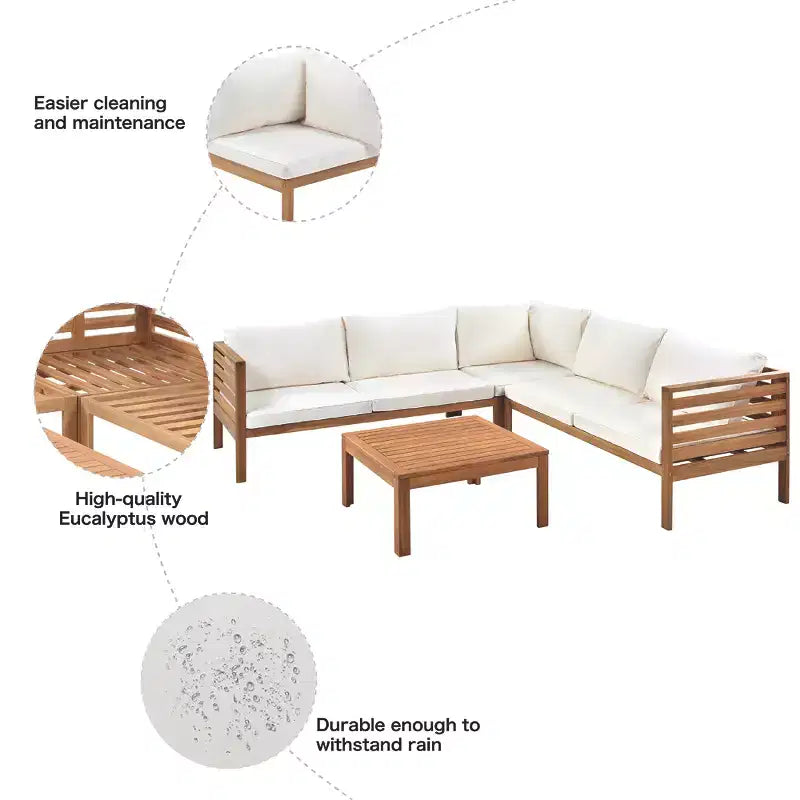 Polibi Acacia Eck-Outdoor-Sofa-Set mit passendem Couchtisch