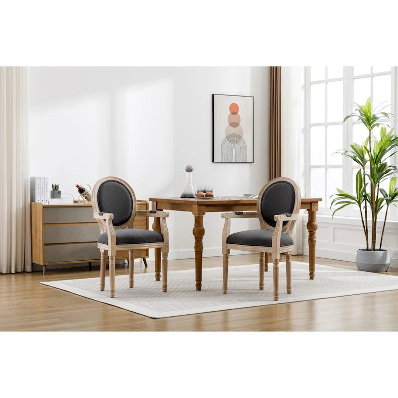 Gepolsterter Esszimmer-Armlehnstuhl aus Stoff, 2er-Set