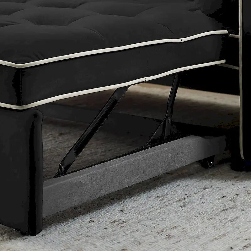 Multifunktionales Samt-Schlafsofa mit Ausziehfunktion, verstellbarer Rückenlehne und Kissen – k. A.