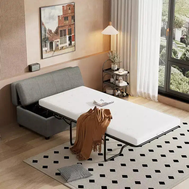 Wandelbares Twin-Size-Schlafsofa mit Bettkasten und Matratze – platzsparendes Gästebett für Wohnzimmer und Wohnung