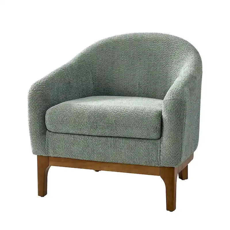 Augus Moderner Bouclé-Akzent-Tonsessel mit Beinen aus Massivholz von HULALA HOME