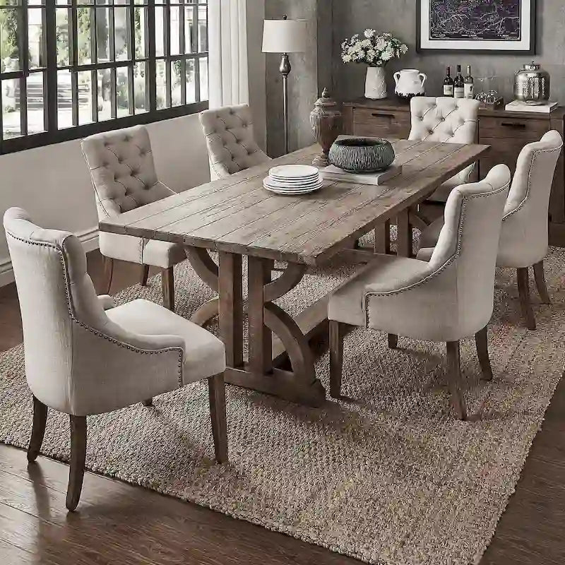 Paloma Farmhouse 7-teiliges Esszimmer-Set aus Altholz von iNSPIRE Q Artisan