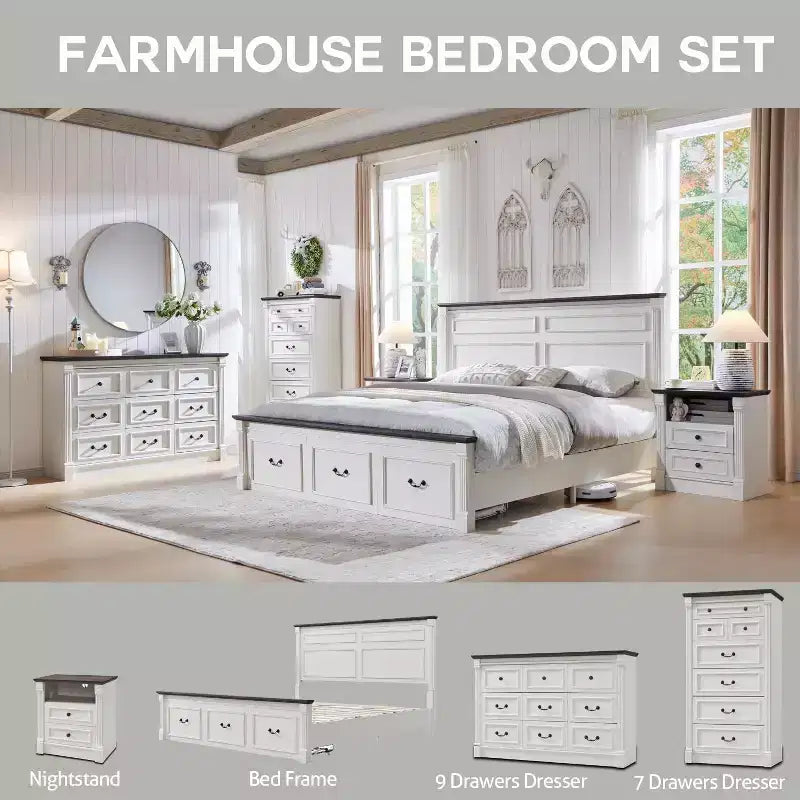 Mastgoal 57 Bauernhaus-Kommode mit 7 Schubladen, rustikaler Holzschrank mit römischer Säule für das Schlafzimmer