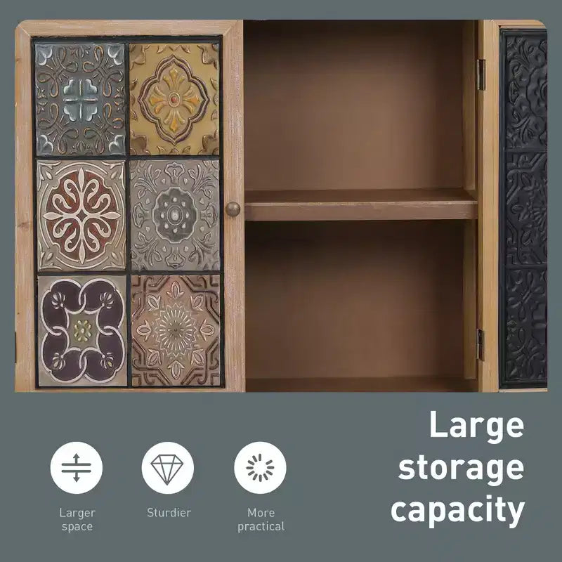 Captiva Designs Akzentschrank mit Used-Look-Karomuster und 2 Türen für Flur und Wohnzimmer