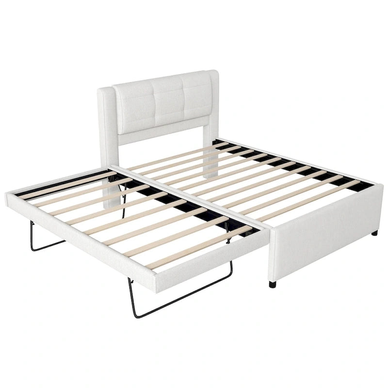 Merax Full-Size-Polster-Plattformbett mit Ausziehbett