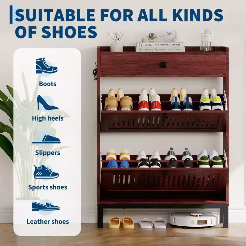 Moderner Schuhschrank aus Holz, verstellbarer Regalboden, freistehendes modernes Design, für Flur, Wohnzimmer