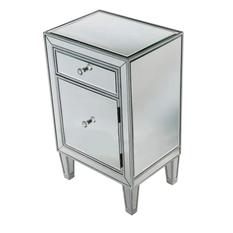 Reflexion Collection, 46 cm breiter, verspiegelter Nachttisch mit 1 Schublade in Rosa