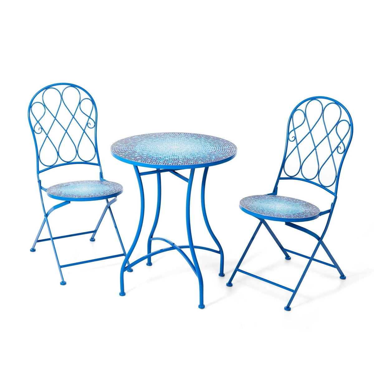 Glitzhome Klappbares Bistro-Set aus Metall für den Außenbereich, 3-teilig, Terrassentisch und Stühle