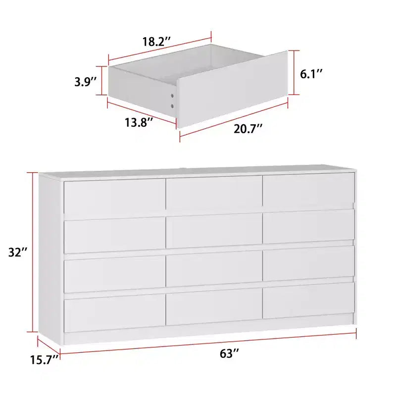 Famapy Moderne Kommode mit 12 Schubladen, eleganter Schubladenschrank